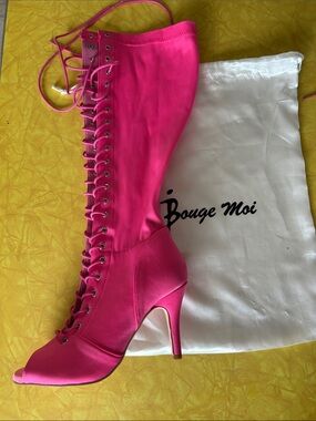 Bouge Moi Pink lace up heels dance boots dance shoes 6 burju Barbie